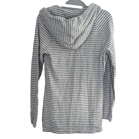 JAMES PERSE Striped Pullover Sweater Hoodie •2/ S• Top Funnel Neck Hooded Cotton - Picture 4 of 9